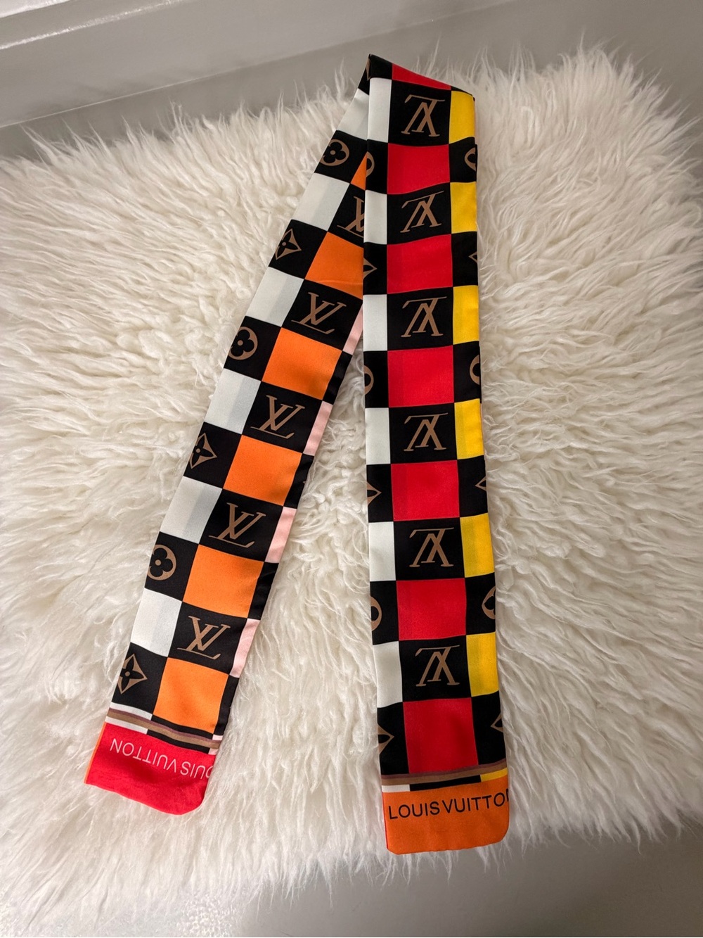 Multicolor Checkered Kids Twilly Scarf
